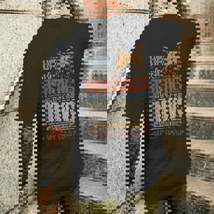 ドラムを弾いても間違えないかっこいいドラムセットラバー メンズTシャツ バックプリント 彼への贈り物