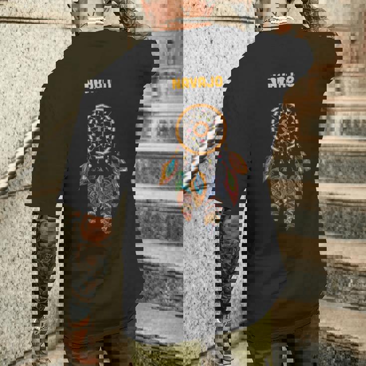 ナバホ族ネイティブアメリカン インディアン レトロ ドリームキャッチャー メンズTシャツ バックプリント 彼への贈り物