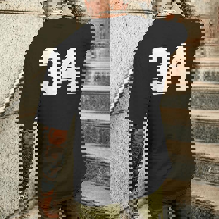 ナンバー34 スポーツジャージプレーヤー 34 ファン フロントプリント ヴァーシティ メンズTシャツ バックプリント 彼への贈り物