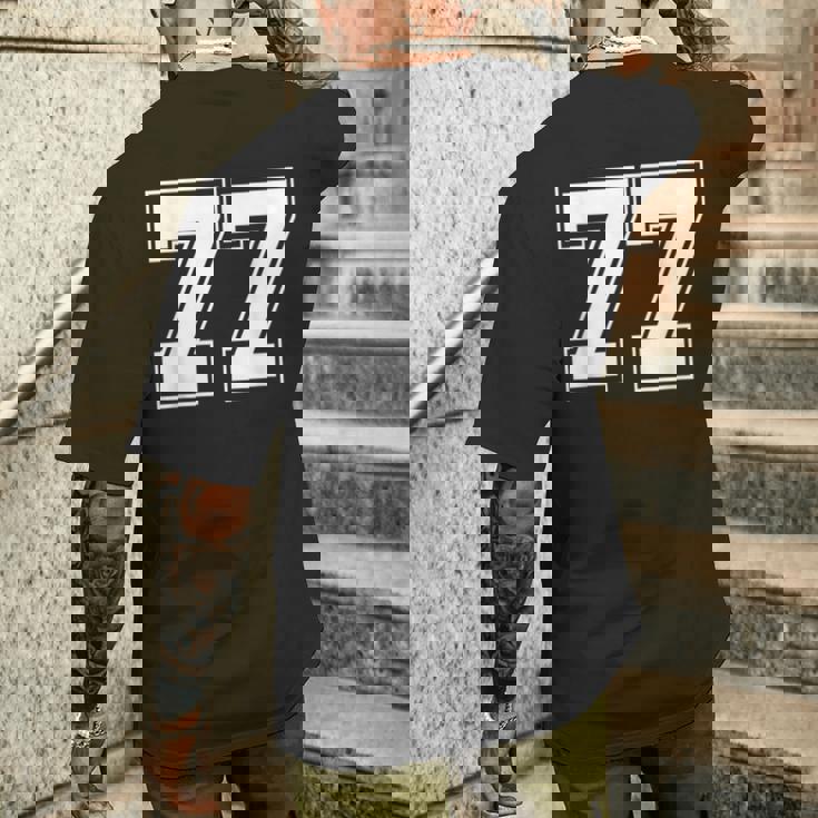 ナンバー77 野球 フットボール 誕生日 メンズTシャツ バックプリント 彼への贈り物