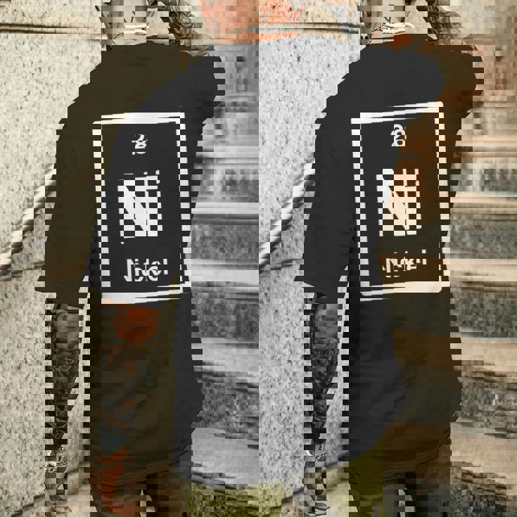 ニッケル-ニッケル-元素周期表-サイエンスギフト メンズTシャツ バックプリント 彼への贈り物
