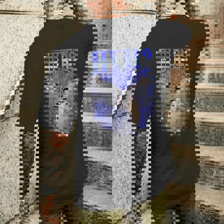 ハグ・バリー・キャット・ミーム面白い奇妙な海賊版特有のダンク・ミーム メンズTシャツ バックプリント 彼への贈り物