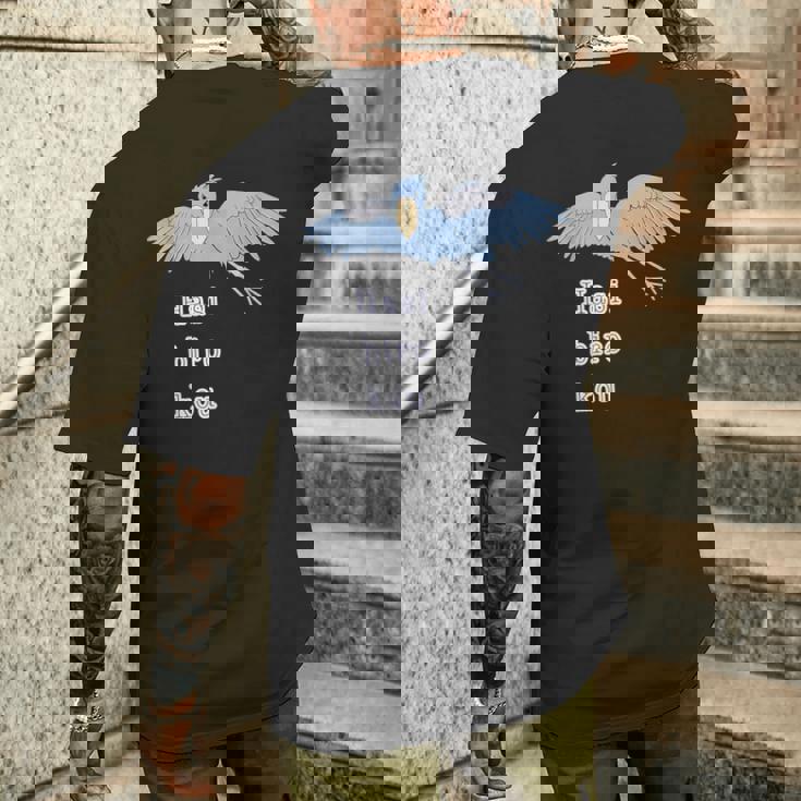 ハシビロコウさん 『いん ざ すかい』どうぶつフレンズ 動物園の生き物 大きな鳥 メンズTシャツ バックプリント 彼への贈り物