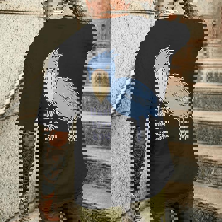 ハシビロコウさん『ビッグ プリント』青い鳥【どうぶつフレンズ】ゆるくて かわいい 動物園 長袖tシャツ メンズTシャツ バックプリント 彼への贈り物