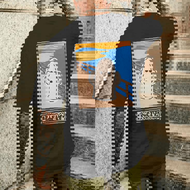 ハニワくん の ムンクの叫び 埴輪【ゆるフレンズ】名画 パロディ 歴史土器 キャラクター かわいい イラスト 面白い 長袖tシャツ メンズTシャツ バックプリント 彼への贈り物