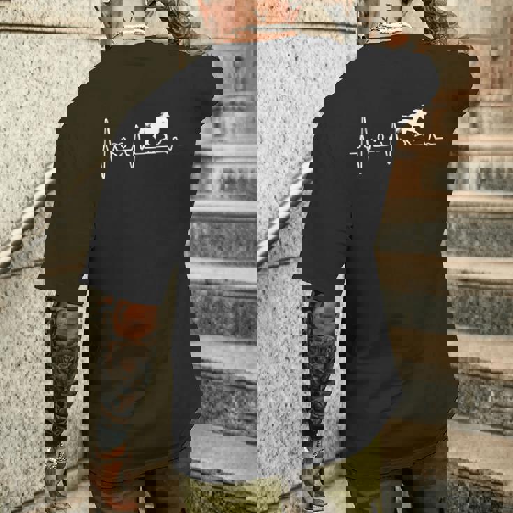 ハートビート、馬、馬好き、ライダー、贈り物、馬が大好き 長袖tシャツ メンズTシャツ バックプリント 彼への贈り物