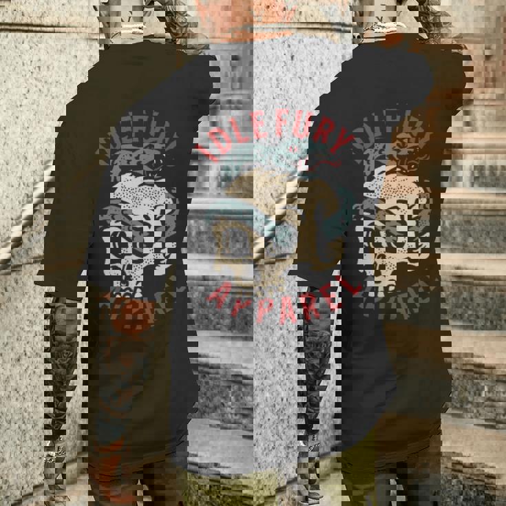 バック プリントを見る Idle Furykull &Nake ビンテージ クラシック スカル ヘビ タトゥー メンズTシャツ バックプリント 彼への贈り物