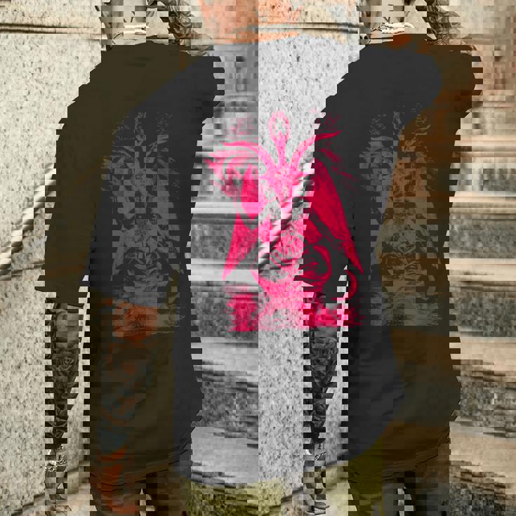 バフォメットオカルトヤギ悪魔崇拝サタンデーモン召喚 メンズTシャツ バックプリント 彼への贈り物