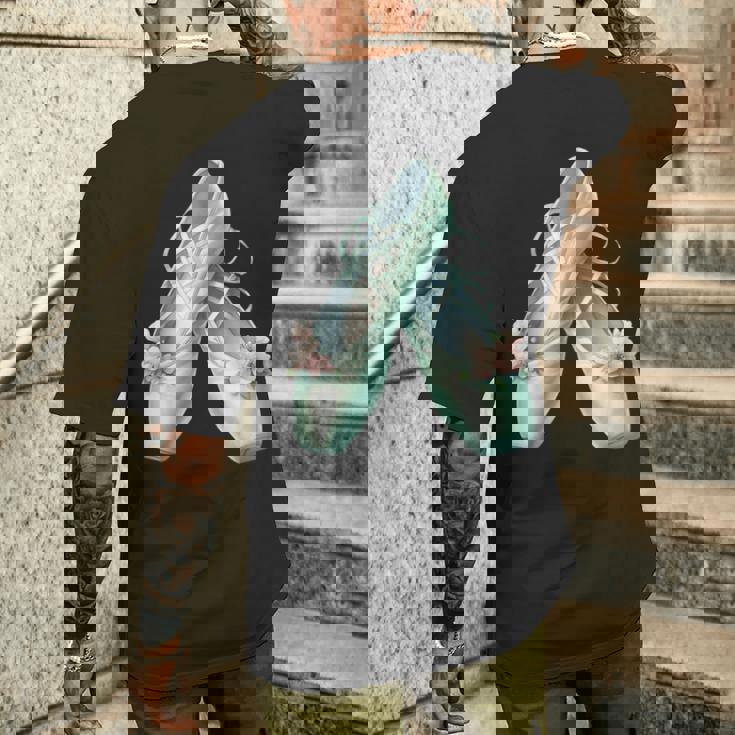 バレリーナガール ミントグリーン ダンス バレエ水彩画 メンズTシャツ バックプリント 彼への贈り物