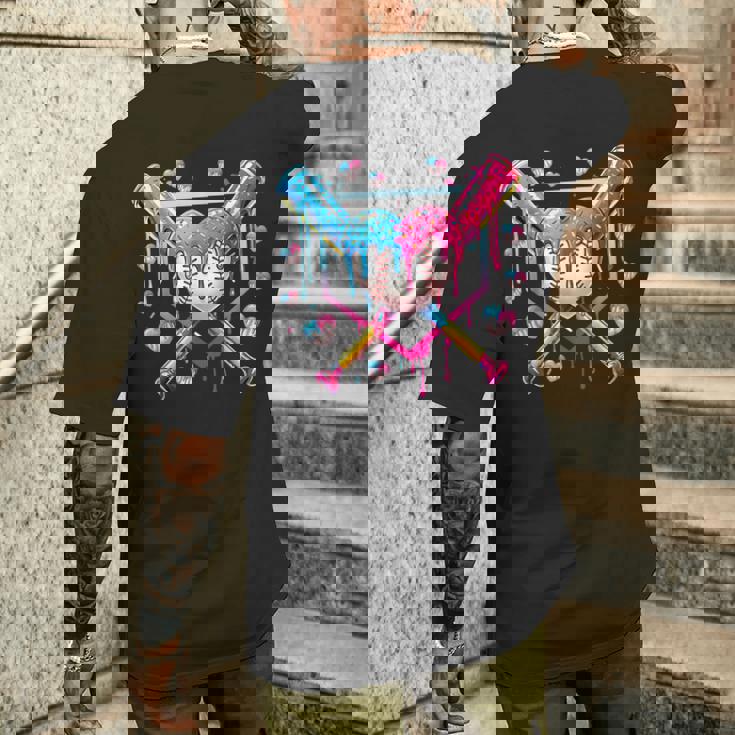 バレンタイン 野球 ハート 滴る アイスクリーム ミニハート メンズTシャツ バックプリント 彼への贈り物