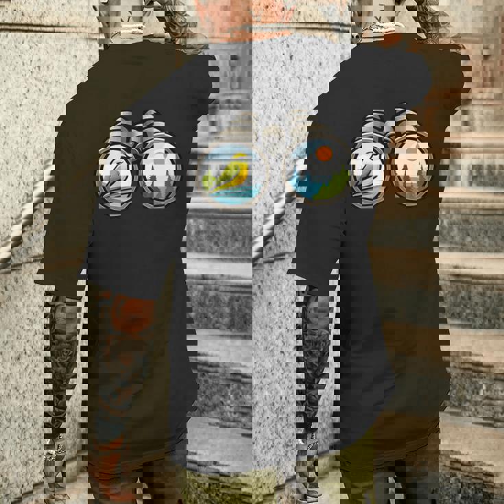 バードウォッチング双眼鏡デザイン メンズTシャツ バックプリント 彼への贈り物