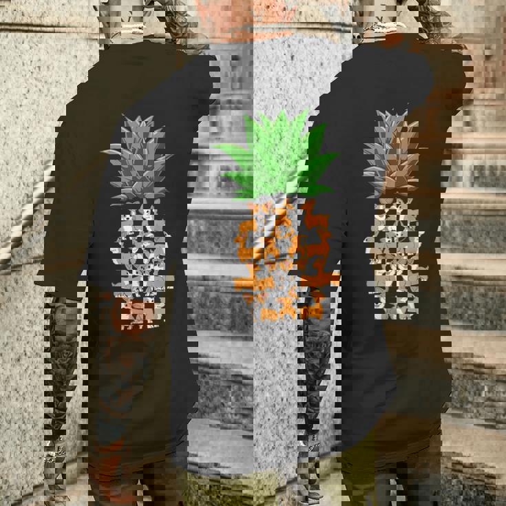 パイナップル コーギー パイナップル シェイプ コーギー愛好家 コーギースオーナーズ メンズTシャツ バックプリント 彼への贈り物