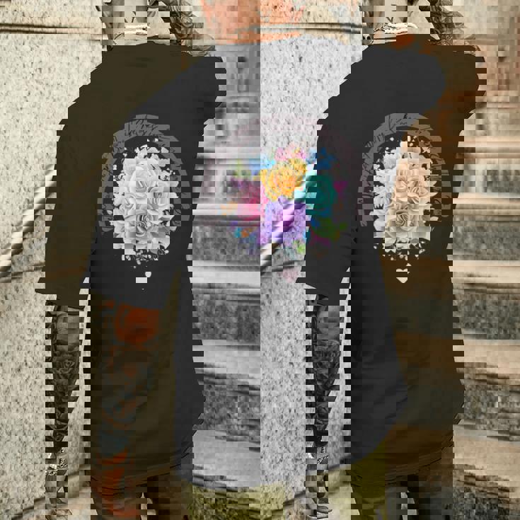 パステルレインボーローズがあらゆる色合いにハートを咲かせます メンズTシャツ バックプリント 彼への贈り物