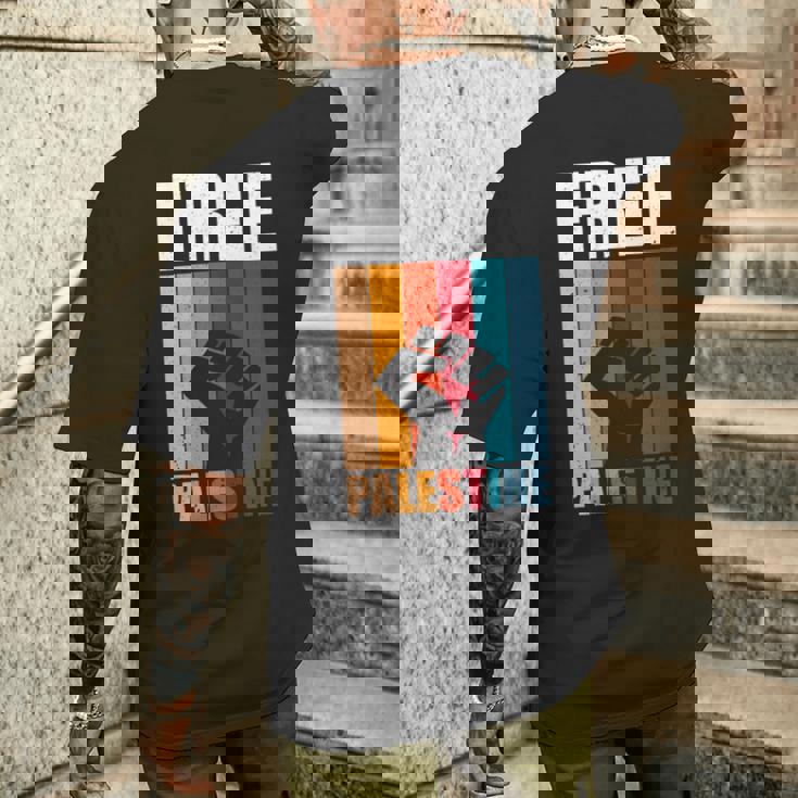 パレスチナ人のためのフリーパレスチナのレトロなビンテージデザイン 長袖tシャツ メンズTシャツ バックプリント 彼への贈り物