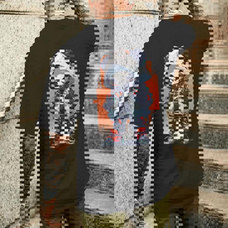 パンダ ストリート 都会 ヒーロー メンズTシャツ バックプリント 彼への贈り物