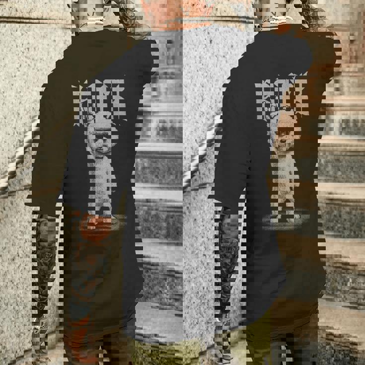 ビションフリーゼ ロックミュージック レトロ ヴィンテージ 犬好き メンズTシャツ バックプリント 彼への贈り物