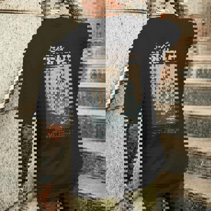 ビンテージ仙台大観音日本観光ポスター 長袖tシャツ メンズTシャツ バックプリント 彼への贈り物