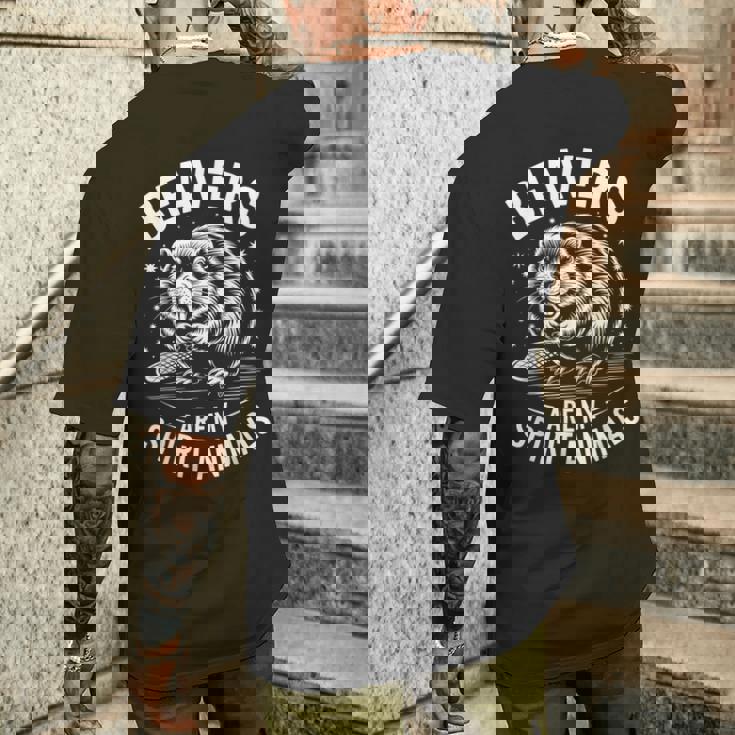 ビーバーズ スピリットアニマルズ おもしろビーバー メンズTシャツ バックプリント 彼への贈り物