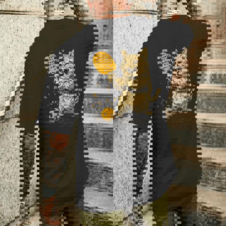 ピックルボール選手 ピックルボールの猫 長袖tシャツ メンズTシャツ バックプリント 彼への贈り物