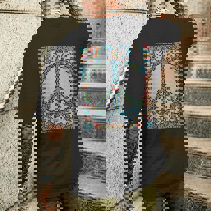 ピースサイン Love 60年代 70年代 タイダイ ヒッピー コスチュームシャツ メンズTシャツ バックプリント 彼への贈り物