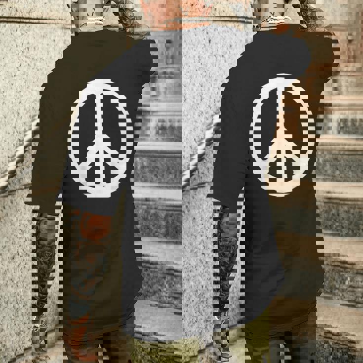 ホワイト ピースサイン メンズTシャツ バックプリント 彼への贈り物