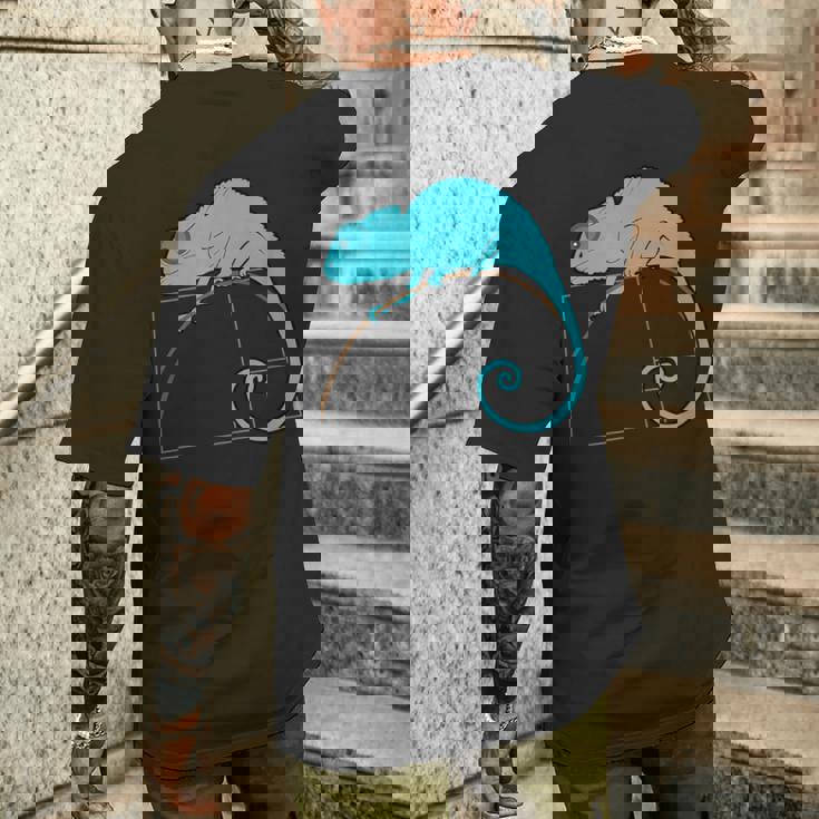 フィボナッチカメレオン黄金比 メンズTシャツ バックプリント 彼への贈り物