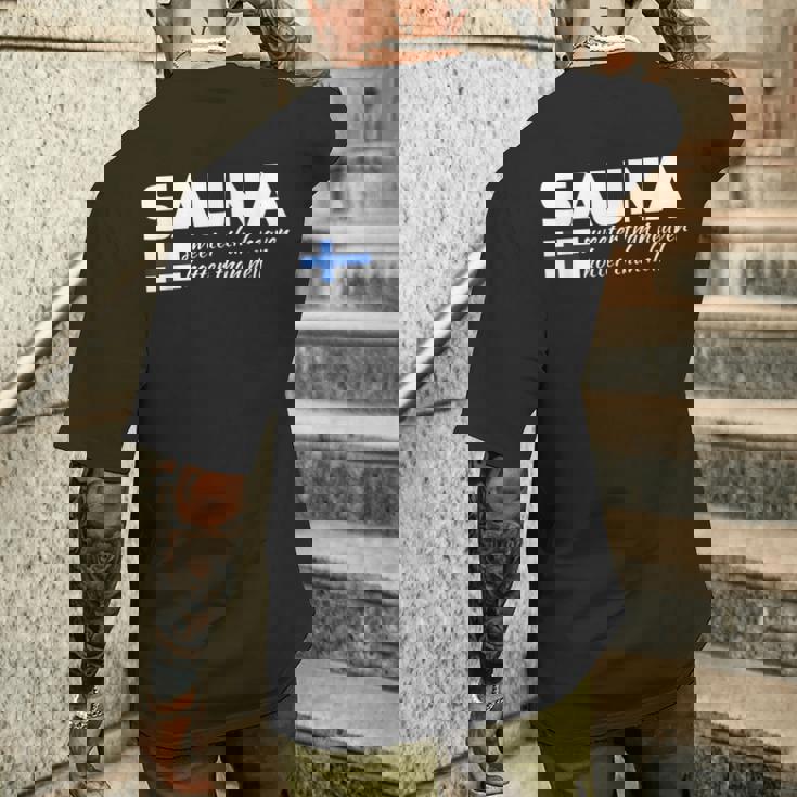フィンランドのフィンランド サウナ ヘブン ホッター よりヘヴン ホッター メンズTシャツ バックプリント 彼への贈り物