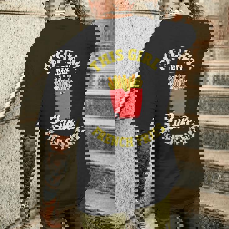 フライドポテト この子は本当にフライドポテトが好きなんだ フライドポテト メンズTシャツ バックプリント 彼への贈り物