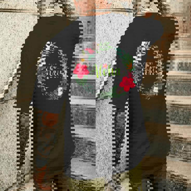 フラダンス フラ レッスン用 アロハ トロピカル ハワイ ハイビスカス かわいい 人気 プルメリア ハワイアン 黒 夏 メンズTシャツ バックプリント 彼への贈り物