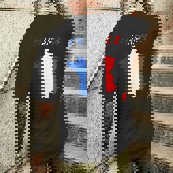 フランスの地図の中のフランス国旗tシャツ メンズTシャツ バックプリント 彼への贈り物