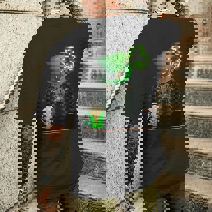 ブラックラボシャツ シャムロック アイリッシュドッグ 絵 聖パトリックス メンズTシャツ バックプリント 彼への贈り物