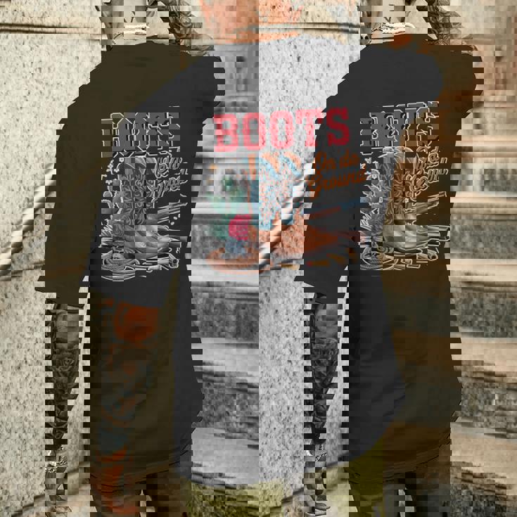 ブーツ オン グラウンド カウガール カウボーイ ウエスタン メンズTシャツ バックプリント 彼への贈り物