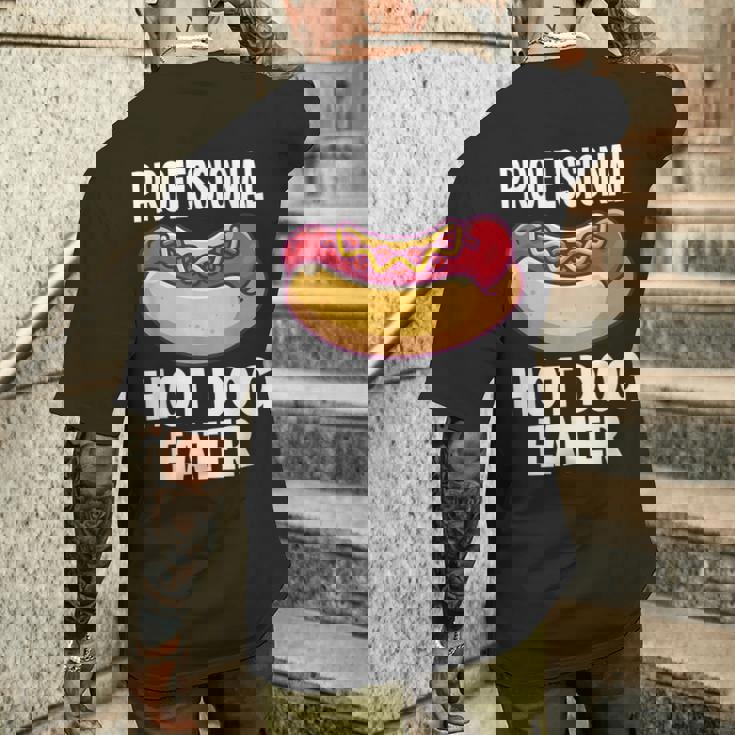 プロフェッショナルホットドッグイーターファニーホットドッグ メンズTシャツ バックプリント 彼への贈り物