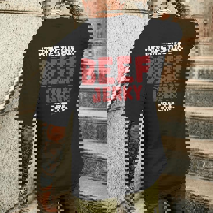 プロフェッショナル・ビーフ・ジャーキー・イーター 肉好き 長袖tシャツ メンズTシャツ バックプリント 彼への贈り物