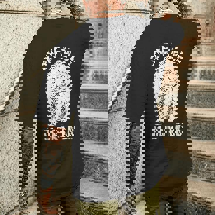 ホッキョクグマを救え 絶滅危惧種の北極動物 メンズTシャツ バックプリント 彼への贈り物