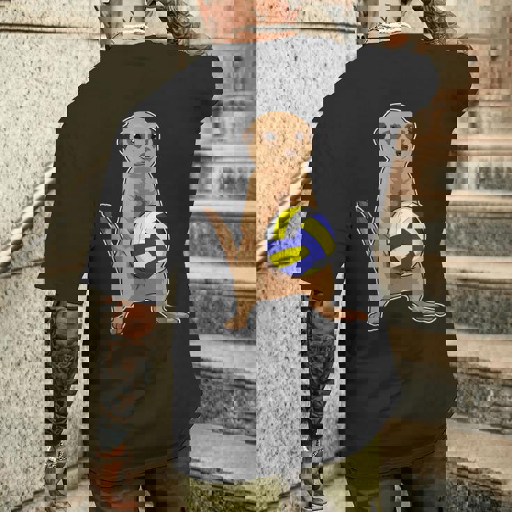 ミーアキャット バレーボール選手 バレーボール スポーツ メンズTシャツ バックプリント 彼への贈り物