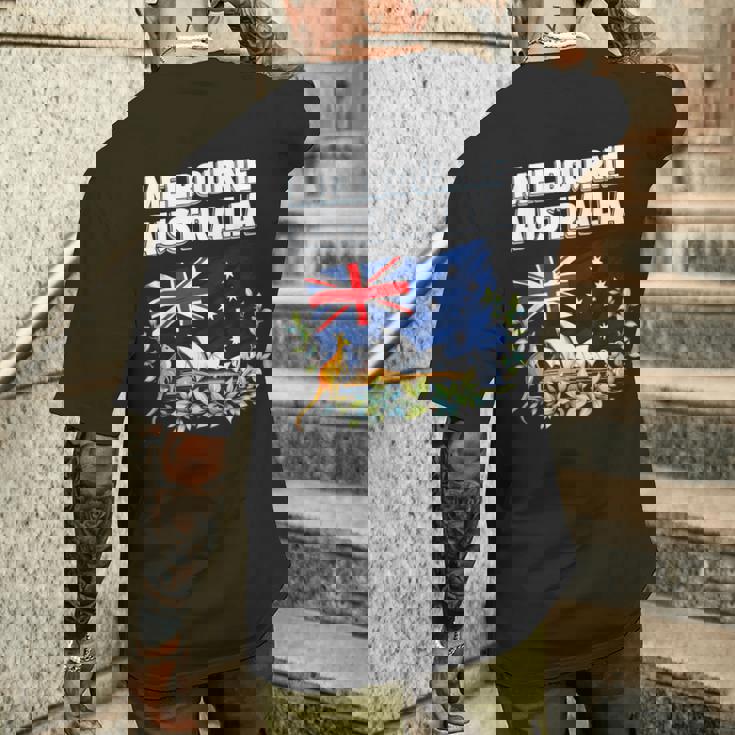 メルボルン オーストラリア お土産 オーストラリア国旗 カンガルーコアラ メンズTシャツ バックプリント 彼への贈り物