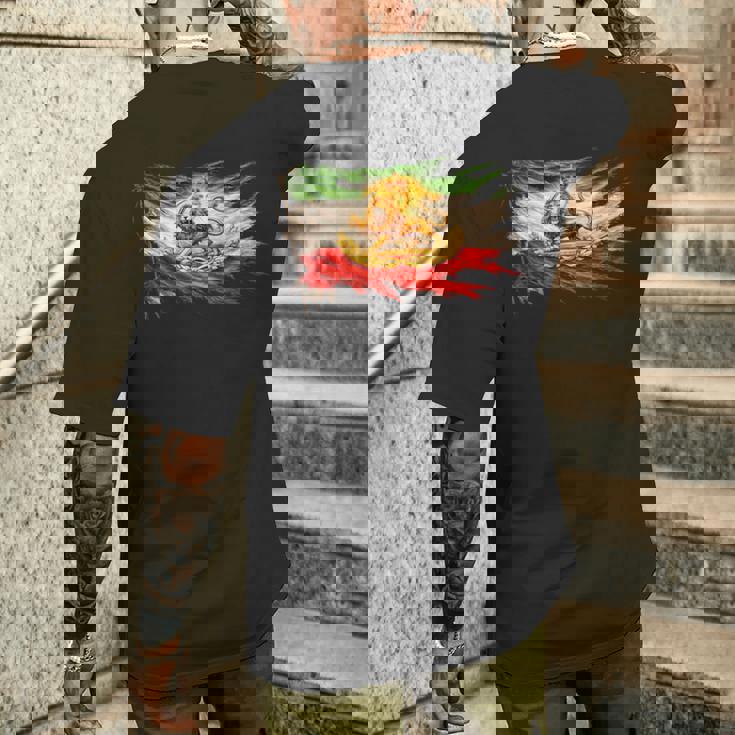 ライオンと太陽のエンブレムが付いたイランの国旗、ヴィンテージペルシャ遺産。 メンズTシャツ バックプリント 彼への贈り物