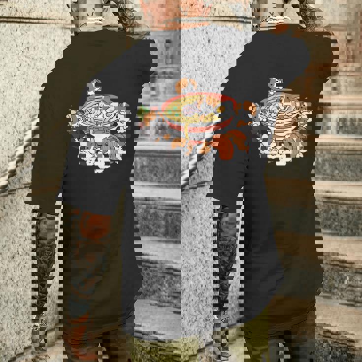 ラーメン寿司キャバリア・キング・チャールズ・スパニエル犬 メンズTシャツ バックプリント 彼への贈り物