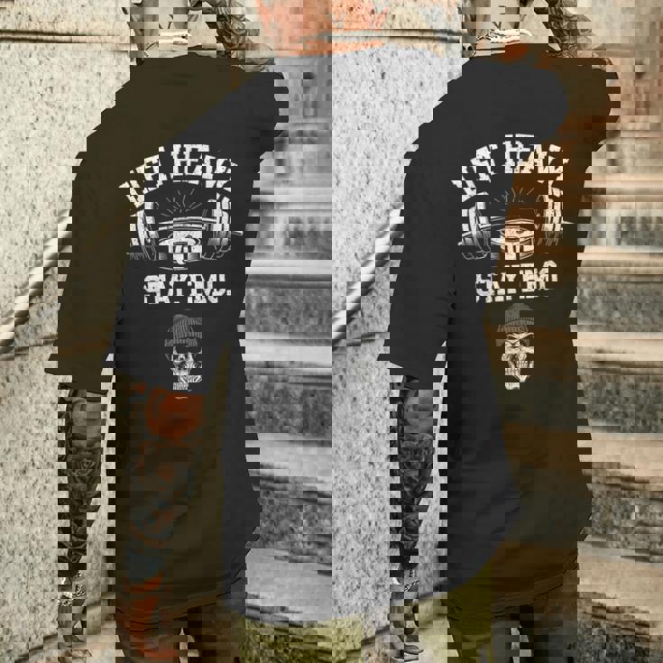 リフトヘビーステイエモジムとフィットネスウエイトリフティング メンズTシャツ バックプリント 彼への贈り物