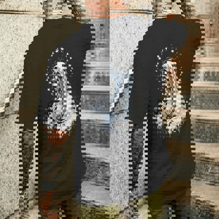 ルルドの聖母マリア 強力なシンボル 母マリア メンズTシャツ バックプリント 彼への贈り物