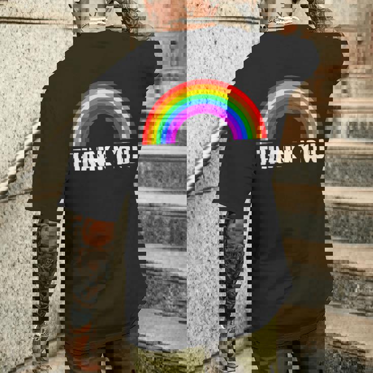 レインボー Thank You メンズTシャツ バックプリント 彼への贈り物