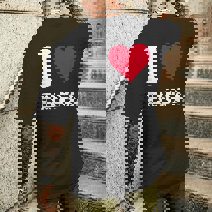 レッドハート I Love Hana メンズTシャツ バックプリント 彼への贈り物