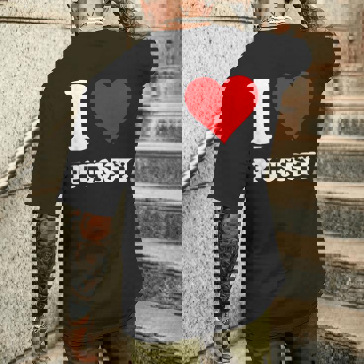 レッドハート I Love Pussy メンズTシャツ バックプリント 彼への贈り物