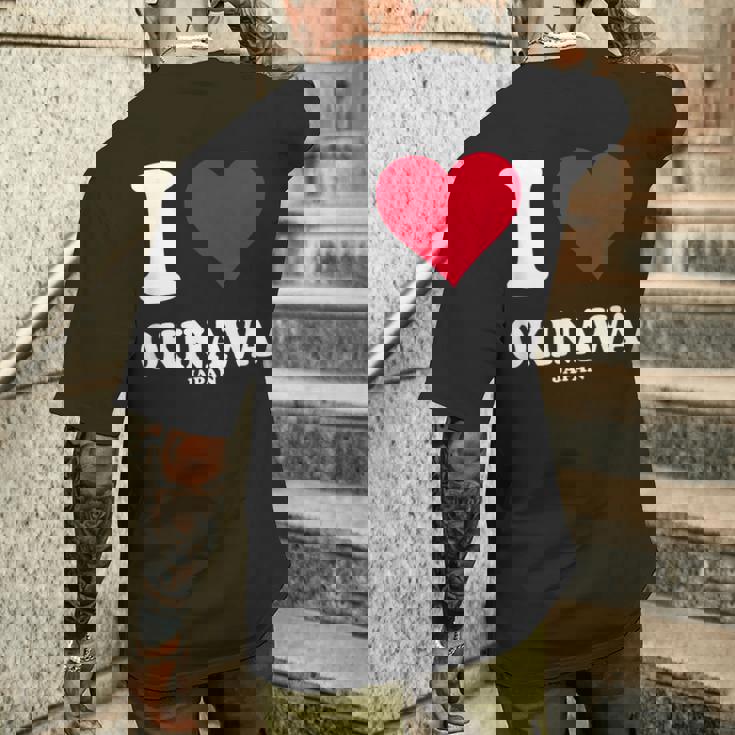 レッドハート I Love 沖縄 メンズTシャツ バックプリント 彼への贈り物