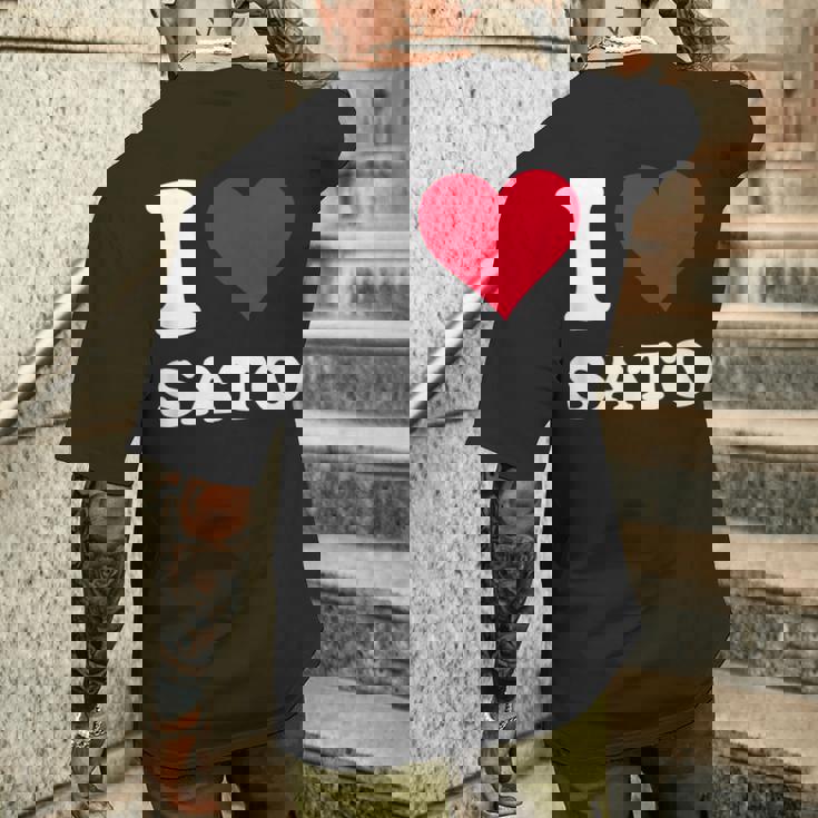 レッドハート I Loveato メンズTシャツ バックプリント 彼への贈り物