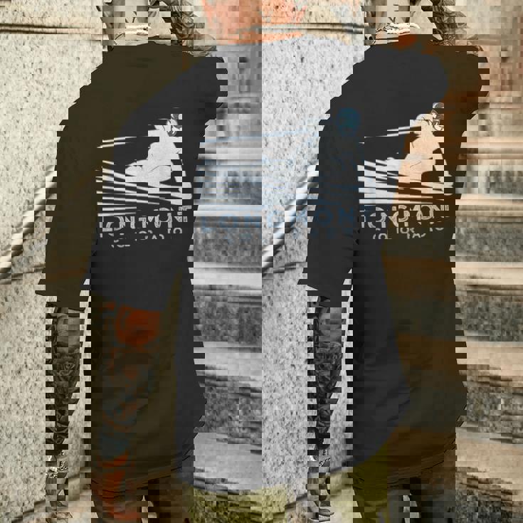 レトロ スキー ロングモント コロラドイラスト ヴィンテージ スノー スキー メンズTシャツ バックプリント 彼への贈り物