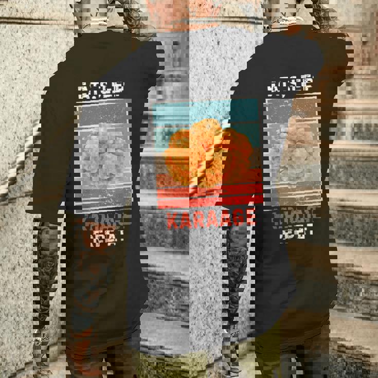 レトロ 食べる 寝る からあげ リピート ヴィンテージ からあげ フード好き メンズTシャツ バックプリント 彼への贈り物