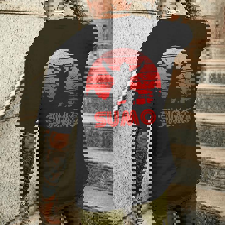 レトロサンセット相撲 メンズTシャツ バックプリント 彼への贈り物