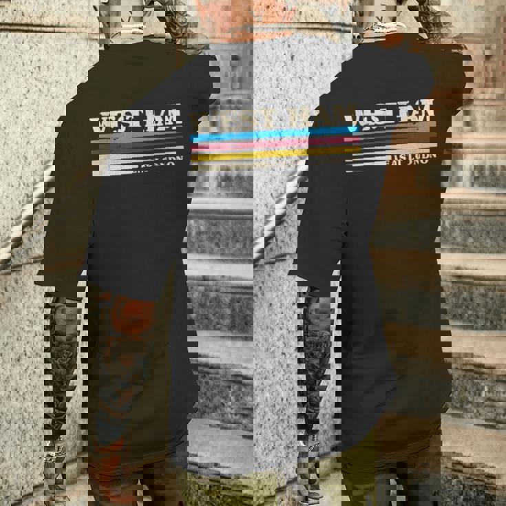 レトロストライプ ウエストハム メンズTシャツ バックプリント 彼への贈り物